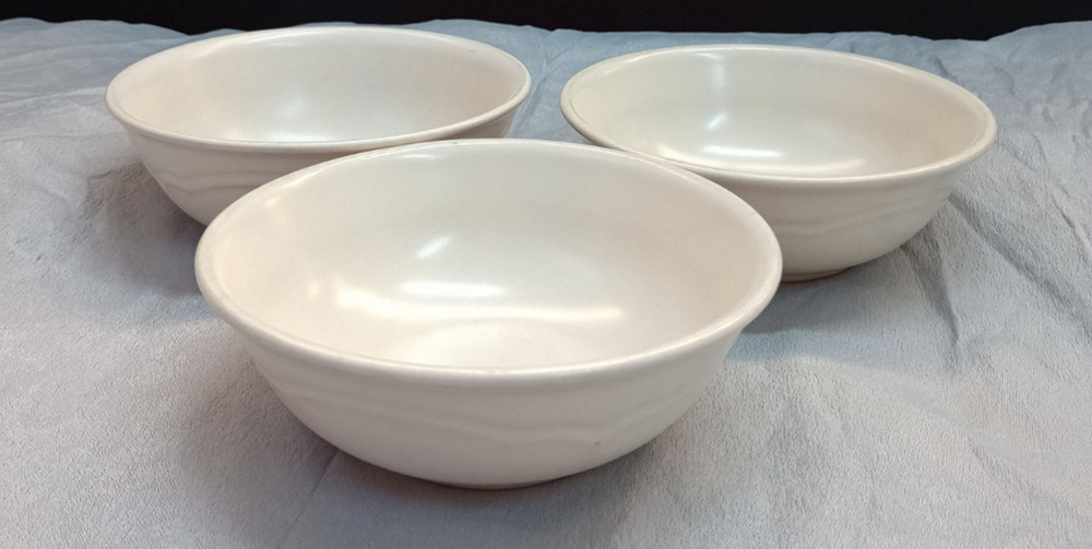 Pfaltzgraff Tea Rose 6" Cereal Soup Bowls Set of 3 Plain No Decal Cream